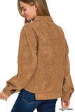 Corduroy Frayed Hem Cropped Jacket
