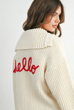 "Hello" Knit Collared Top