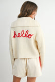 "Hello" Knit Collared Top