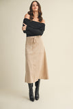 Drawstring Suede Skirt