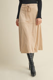 Drawstring Suede Skirt