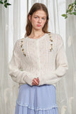 Embroidered Vine Cable Sweater
