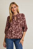 Front Tie 3/4 Sleeve Blouse