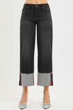 Risen Cropped Wide Cuff Jeans