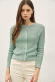 Pointelle 3/4 Sleeve Cardigan