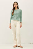 Pointelle 3/4 Sleeve Cardigan