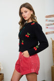 Embroidered Cherry Cardigan