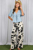Cow Print Straight Leg Pants