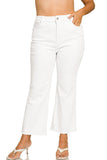 Curvy Frayed Hem Denim Pants