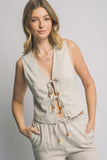 Linen Tie-Front Vest