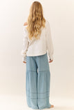 Chambray Tiered Wide Leg Pants