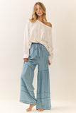 Chambray Tiered Wide Leg Pants
