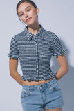 Smocked Gingham Shirt