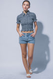 Smocked Gingham Shirt