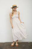 Ruffle Trim Striped Midi Dress