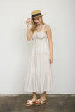 Ruffle Trim Striped Midi Dress