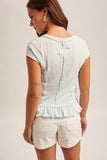 Ruched Ruffled Hem Top