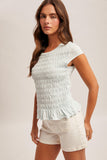 Ruched Ruffled Hem Top