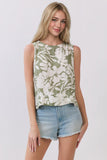Tropical Print Sleeveless Top