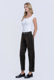 High Rise Velvet Flocked Barrel Leg Jeans
