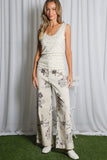 Floral Print Wide Leg Jeans