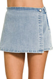 Wrap Front Denim Skorts