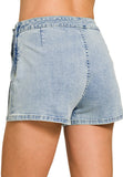 Wrap Front Denim Skorts