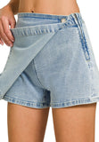 Wrap Front Denim Skorts