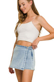 Wrap Front Denim Skorts