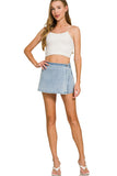 Wrap Front Denim Skorts