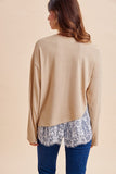 Asymmetrical Lace Hem Knit Top