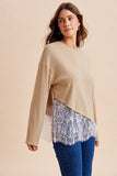 Asymmetrical Lace Hem Knit Top