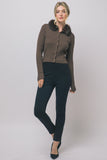 Ribbed Knit Fur Collar Cardigan