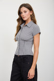 Gingham Collared Top