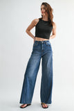 High Rise Wide Leg Seam Denim Pants