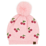 C.C. Beanies Rhinestone Cherry Pom Hat