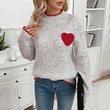 Mock Neck Heart Patch Sweater