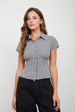 Gingham Collared Top