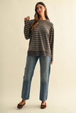 Striped Lace Hem Knit Top