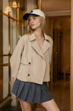 Notch Collar Cropped Trench Jacket
