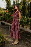 Smocked Plaid Midi Dress