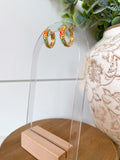 Orange Flower Hoop Earrings