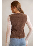 Washed Corduroy Scallop Edge Vest