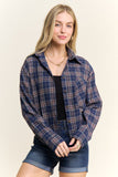 Cropped Plaid Button Down Top