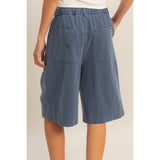 Drawstring Waist Wide Leg Jorts