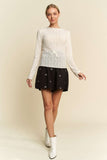 Embroidered Flowers Sheer Top
