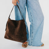 Suede Hobo Shoulder Bag