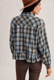 Ruffle Hem Checkered Top