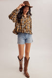 Ruffle Hem Checkered Top