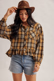 Ruffle Hem Checkered Top